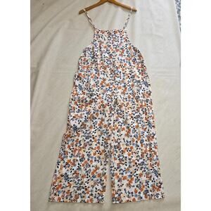 Floral Baggy Cotton overalls womans size Medium